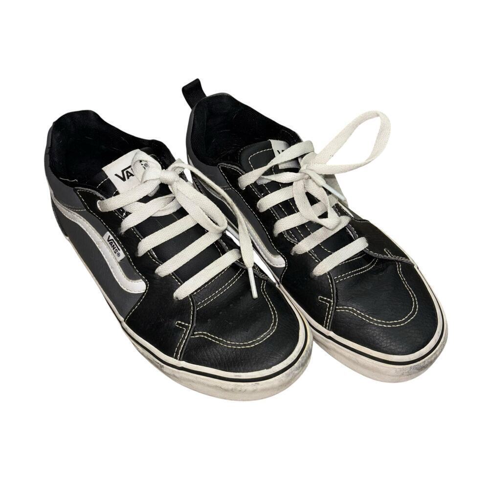 Vans Faux Leather Sneakers Youth 6 Women's 7.5 Casual Skater Tennis Street Shoes
